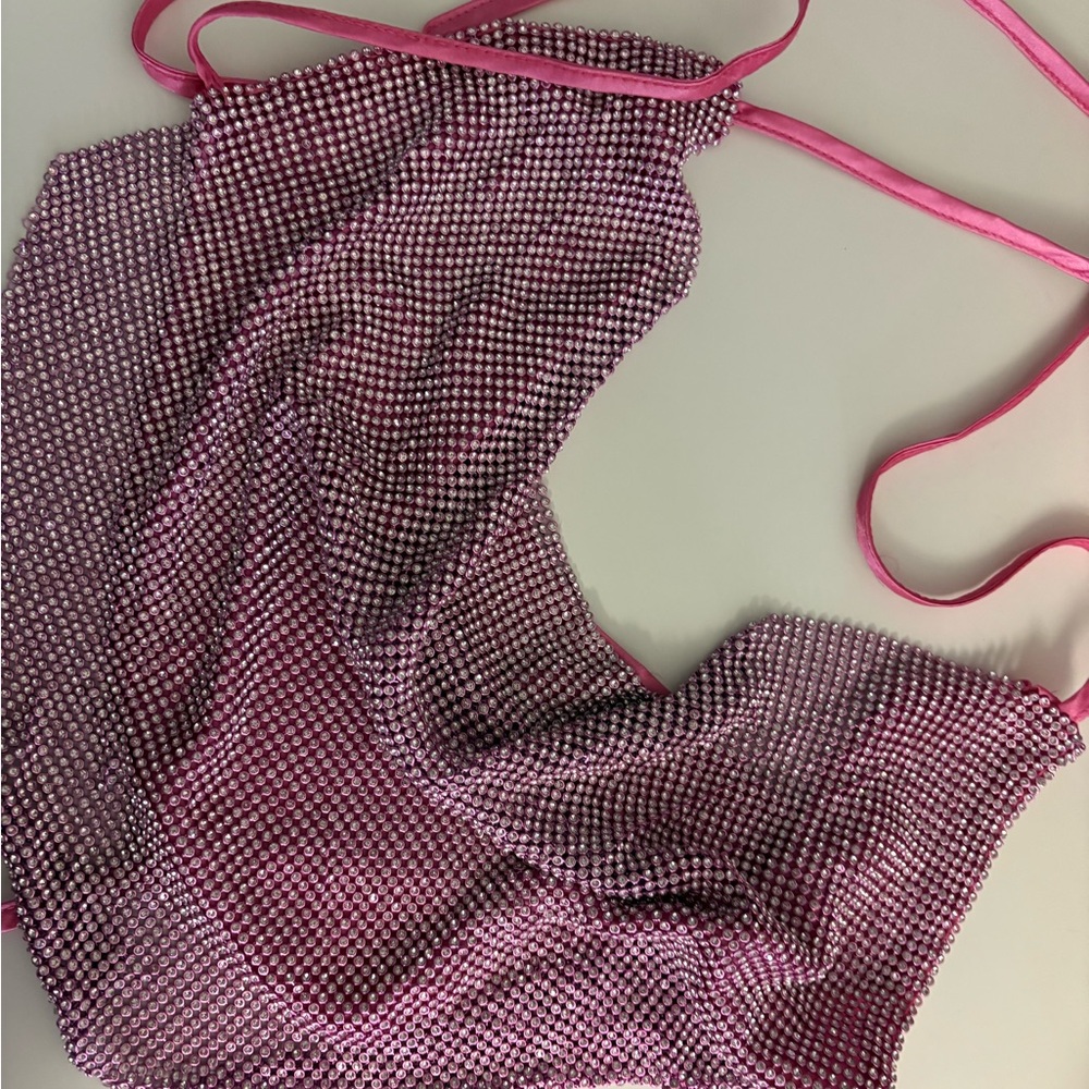 Pink Rhinestone Halter Top - Picture 3 of 3